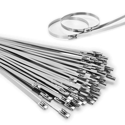 Chain Link fence Ties 100pcs Multi-Purpose Self-Locking Metal Zip Ties Stainless Steel Zip Ties 11.8inch Suitable for Machinery Exhaust Wrap Farms Pipes Roofs Cables and Outdoor Fence